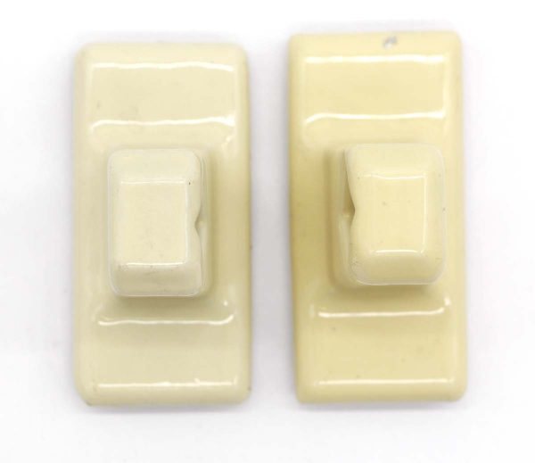 Bathroom - Pair of Vintage Yellow Ceramic Square Bar Towel Bar Brackets