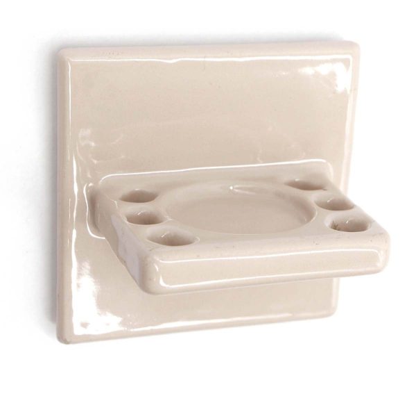 Bathroom - Vintage Light Pink Square Wall Flush Mount Ceramic 6 Toothbrush & Cup  Holder