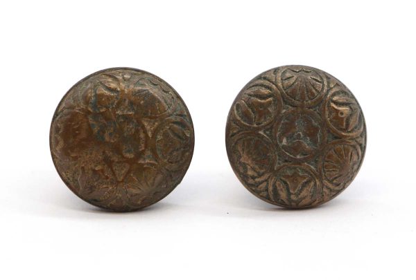 Cabinet & Furniture Knobs - Pair of Antique Aesthetic Round 6 Fold Bronze Cabinet Drawer Knobs