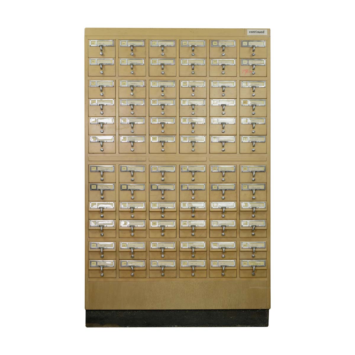 Mid-Century Modern Oak 72-Drawer Library Card Catalog Cabinet, Circa 1950s