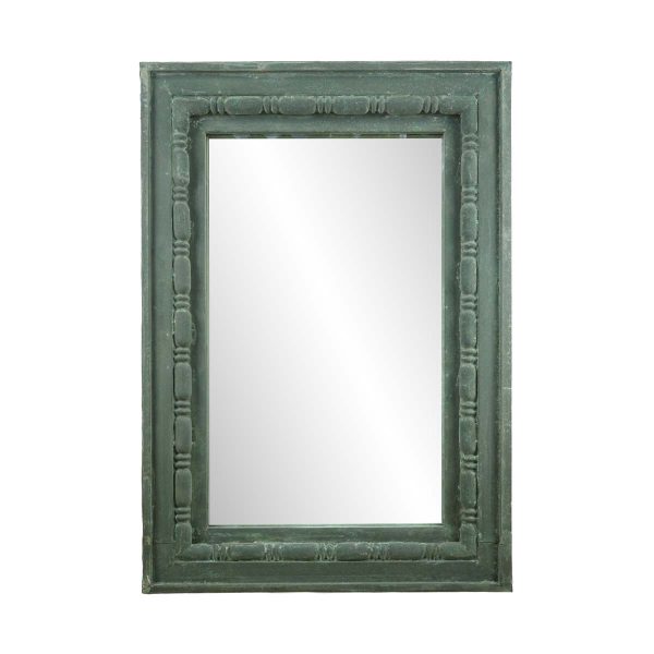 Copper Mirrors & Panels - Handcrafted Reclaimed Green Copper Cornice Wall Mirror 40 x 28