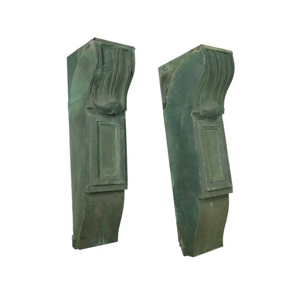 Corbels - Pair of 49 in. Reclaimed Architectural Green Copper Corbels