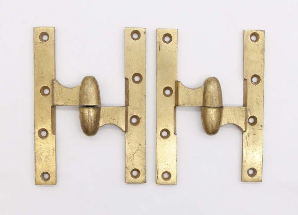 Door Hinges - Pair of Vintage 6.5 x 4.625 Brushed Brass Right Handed Olive Door Hinges