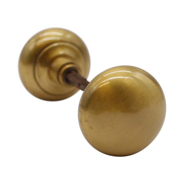 Door Knobs - Pair of Modern Brushed Brass Lacquered Passage Door Knobs