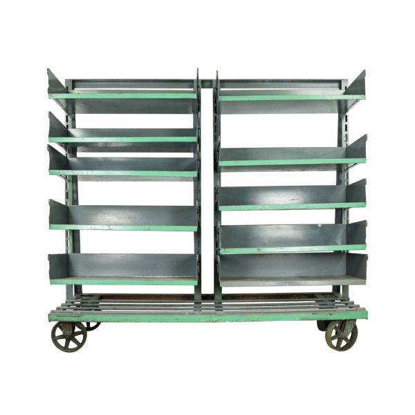 Industrial - Industrial Gray Steel Double Adjustable Tray Rolling Cart