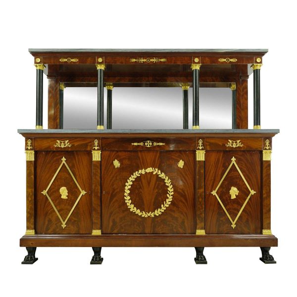 Kitchen & Dining - Antique Maison Krieger French Empire Mahogany Gilt Bronze Sideboard