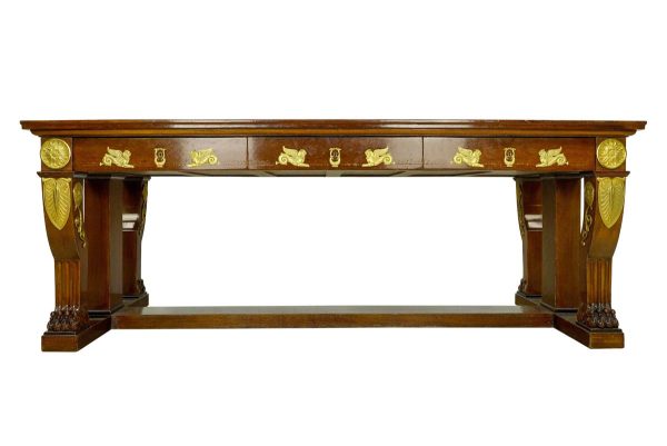 Office Furniture - Antique French Empire Mahogany Gilt Bronze Gentleman's Desk