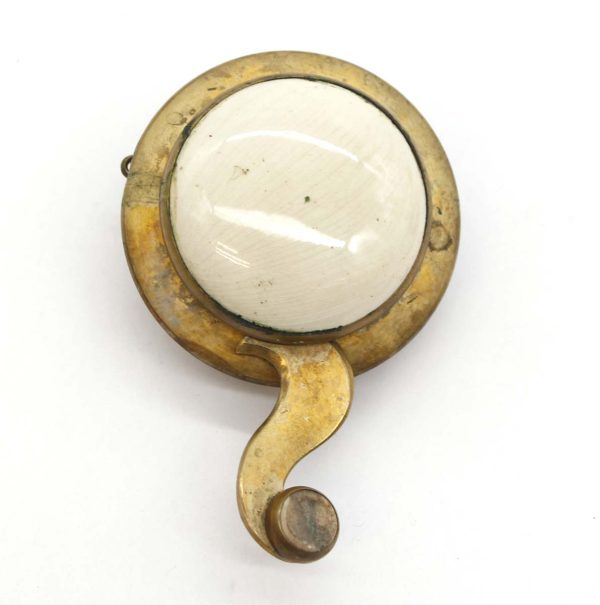 Other Hardware - Vintage Brushed Brass & White Ceramic Call Bell Lever