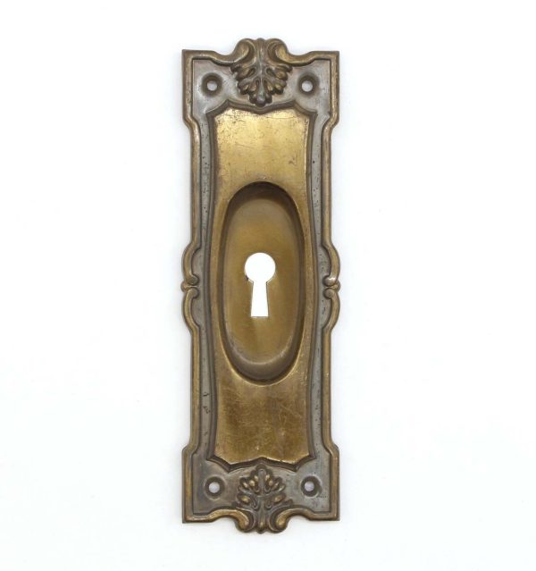 Pocket Door Hardware - Vintage Traditional 7.25 in. Pressed Brass Recessed Pocket Door Pull