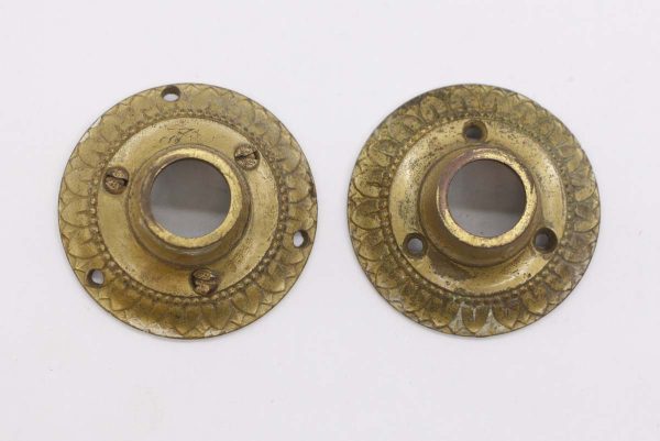 Rosettes - Pair of Antique Yale & Towne Greek 2.25 Brass Door Rosettes