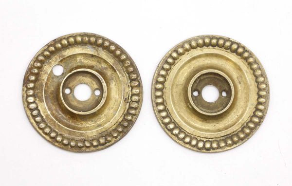 Rosettes - Pair of Vintage 2.75 in. Beaded Brass Door Rosettes