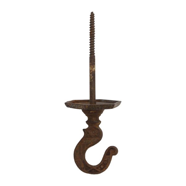 Single Hooks - Antique Aesthetic Cast Iron Plant Ceiling Hook with Hexagon Plate