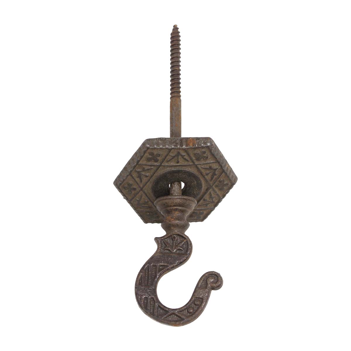 Antique Cast Iron Aesthetic Plant Ceiling Hook with Hexagon Plate ...