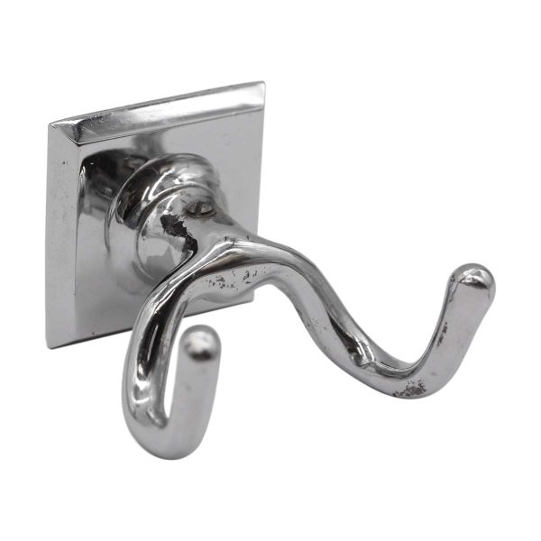 Single Hooks - Modern Double Arm Chrome Plated Cast Brass Wall Hook