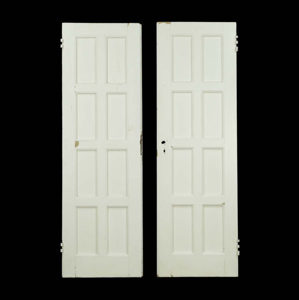 Standard Doors - Vintage 8 Pane White Painted Wood Double Doors 67.187 x 42.437