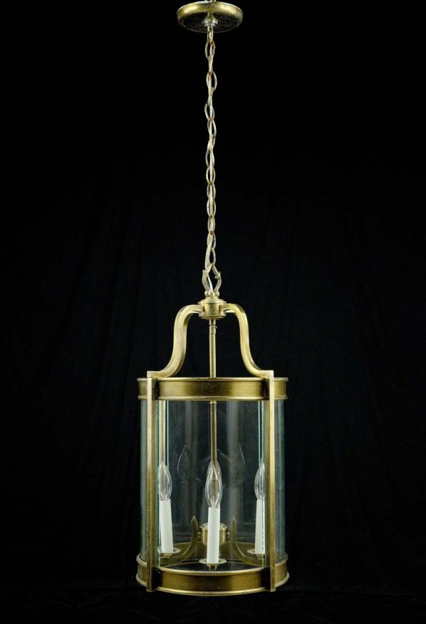 Up Lights - French Brass & Glass 4 Light Round Lantern Pendant Light