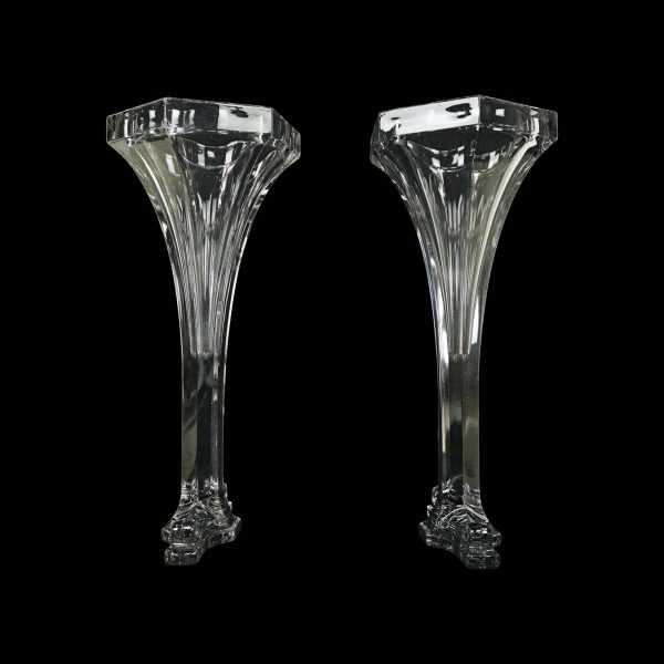 Vases & Urns - Pair of 15 in. Clear Glass Wide Mouth Table Top Vases