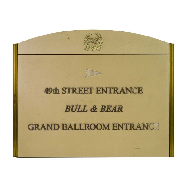 Waldorf Astoria - Waldorf Astoria Hotel Bull & Bear Grand Ballroom Directional Wall Sign