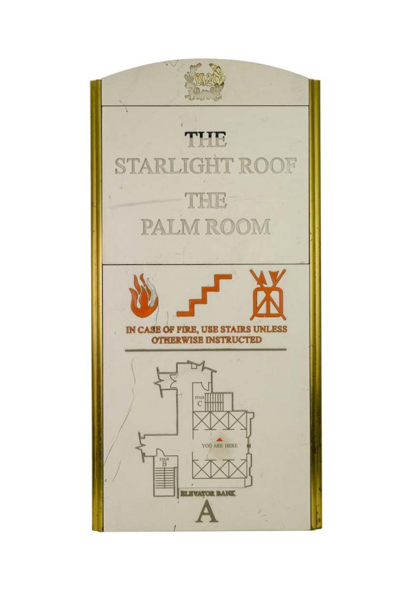 Waldorf Astoria - Waldorf Astoria The Starlight Roof Palm Court Fire Safety Wall Sign