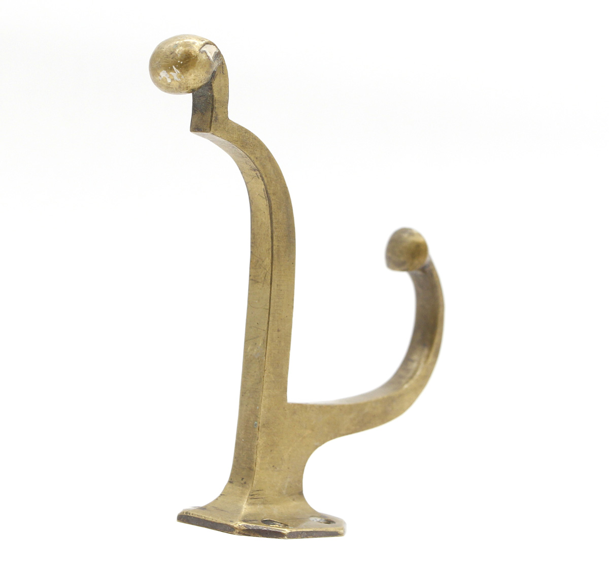 Vintage European Double Arm Brass Wall Hook