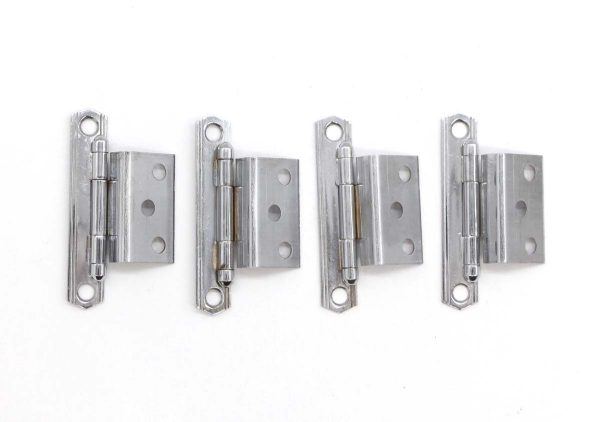 Cabinet & Furniture Hinges - Set of 4 Olde New Art Deco Nickel Plated Brass Cabinet Door Hinges