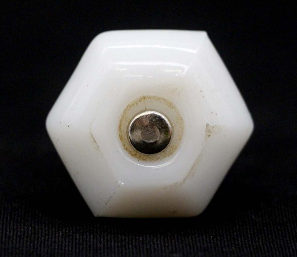 Cabinet & Furniture Knobs - Vintage 1 in. White Ceramic Hexagon Cabinet Knob