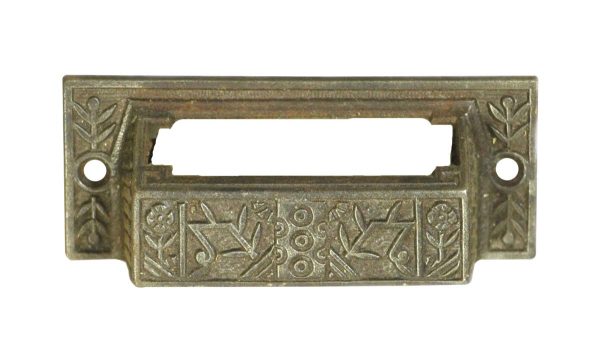 Cabinet & Furniture Pulls - Antique 4.125 in. Aesthetic Cast Iron Bin Pull with Label Slot