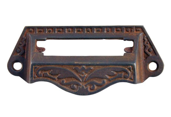 Cabinet & Furniture Pulls - Antique Victorian Cast Iron Drawer Bin Pull with Slot