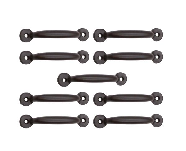 Cabinet & Furniture Pulls - Set of 9 Olde New Matte Black Brass Bridge Drawer Pulls