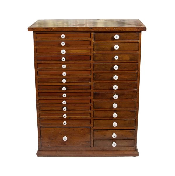 Cabinets - Antique 26 Flat Drawer Wood Cabinet