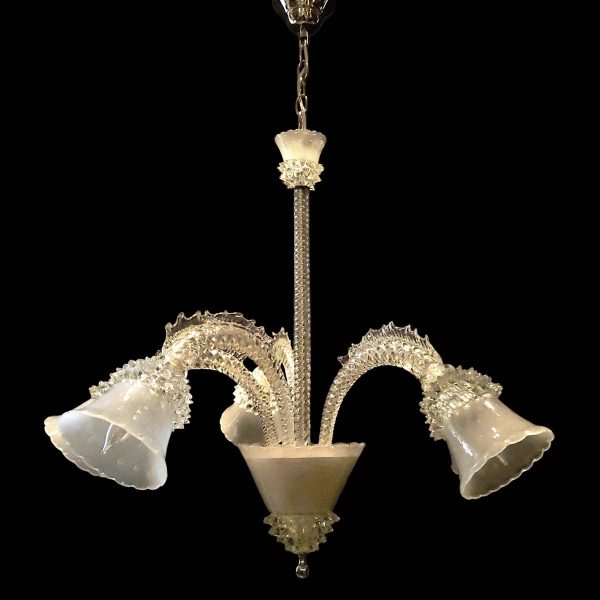 Chandeliers - Vintage Murano Glass 4 C Arms Control Bubble Rostrato Chandelier