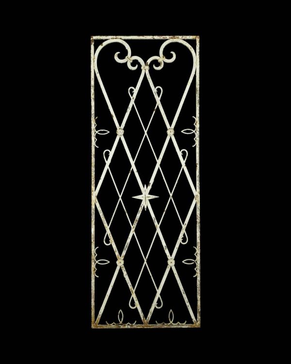 Decorative Metal - Reclaimed White Painted Cast Iron Window Guard 61.5 x 23