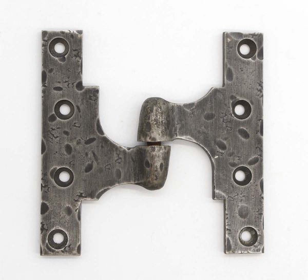 Door Hinges - Antique Arts & Crafts Hammered Left Nickel Plated Bronze Olive Door Hinge