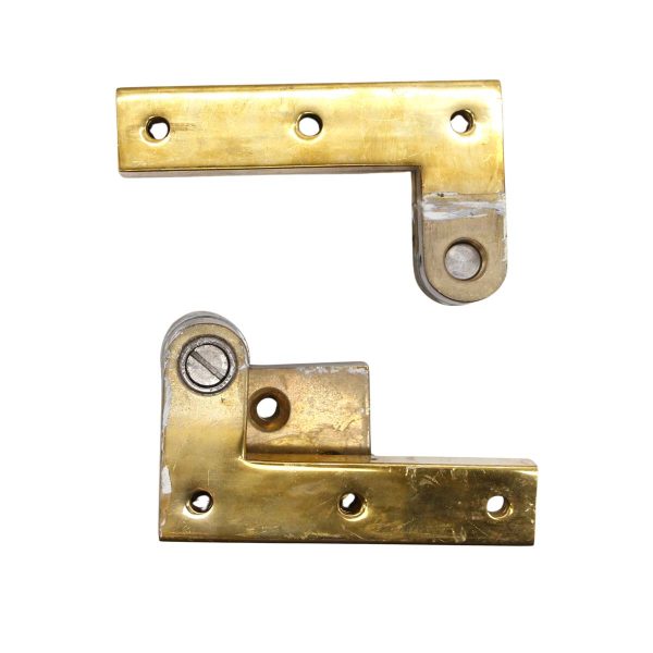 Door Hinges - Pair of 2.5 in. Polished Brass Left Swinging Door Pivot Hinges