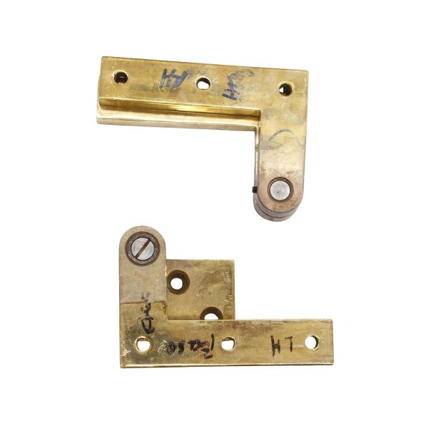 Door Hinges - Pair of 3 in. Left Polished Brass Swinging Door Pivot Hinges