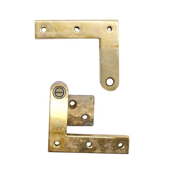 Door Hinges - Pair of 3.75 in. Left Polished Brass Swinging Door Pivot Hinges