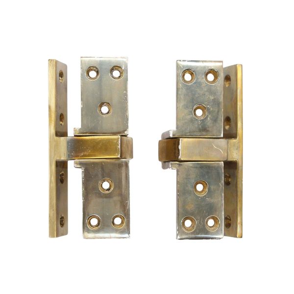 Door Hinges - Pair of Traditional Harmon Brass Pocketed Pivot Door Hinges