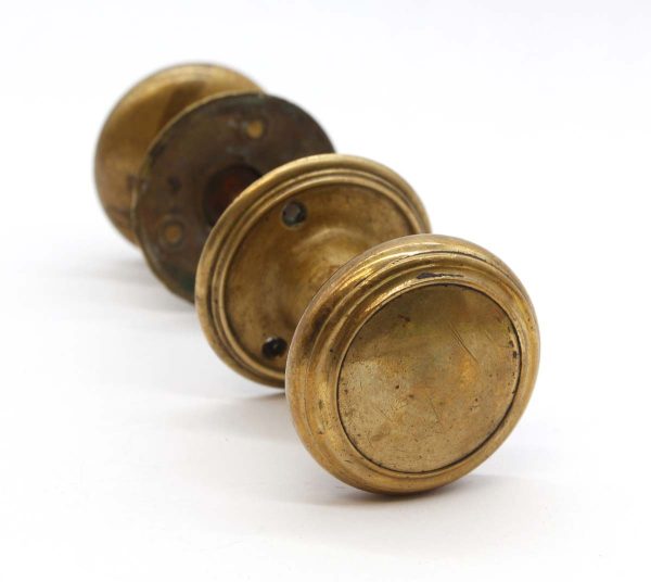 Door Knob Sets - Vintage Round Cast Brass Concentric Passage Door Knob Set with Rosettes