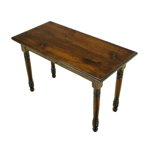 Farm Tables - Handcrafted 4 ft Dark Stained Pine Turned Legs Dining Table