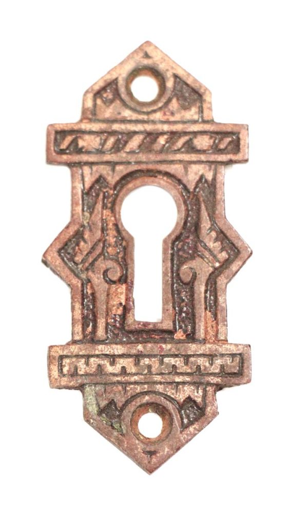 Keyhole Covers - 1890s Antique 2.375 in. Bronze Door Keyhole Cover Plate