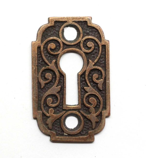 Keyhole Covers - Antique 1.625 in. Victorian Bronze Door Keyhole Cover Plate