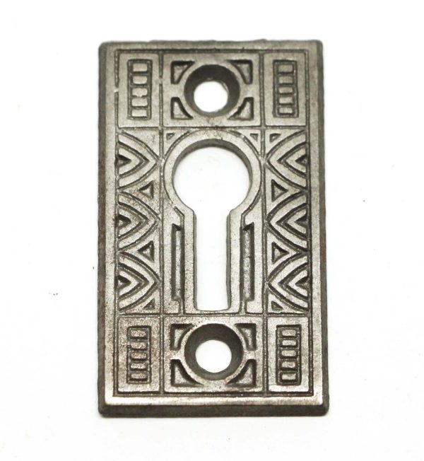 Keyhole Covers - Antique 1.875 in. Art Deco Cast Iron Door Keyhole Cover Plate