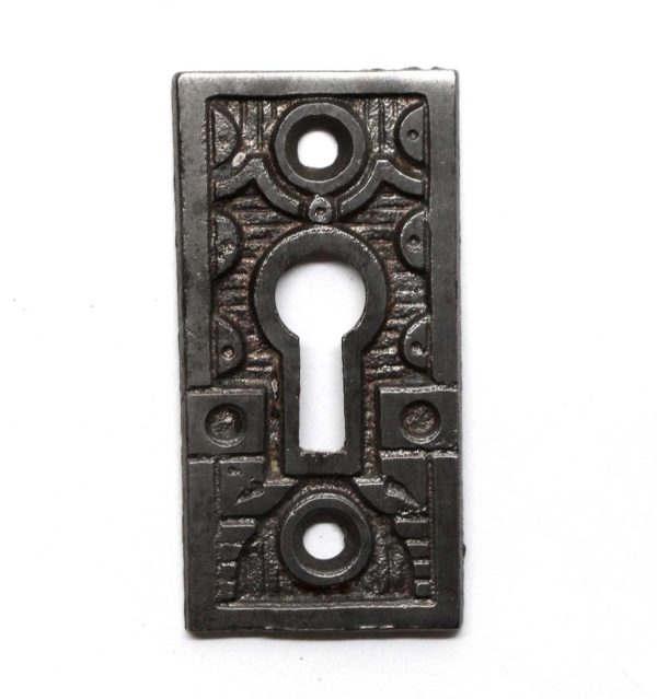 Keyhole Covers - Antique 2.125 in. Black Cast Iron Aesthetic Door Keyhole Cover Plate