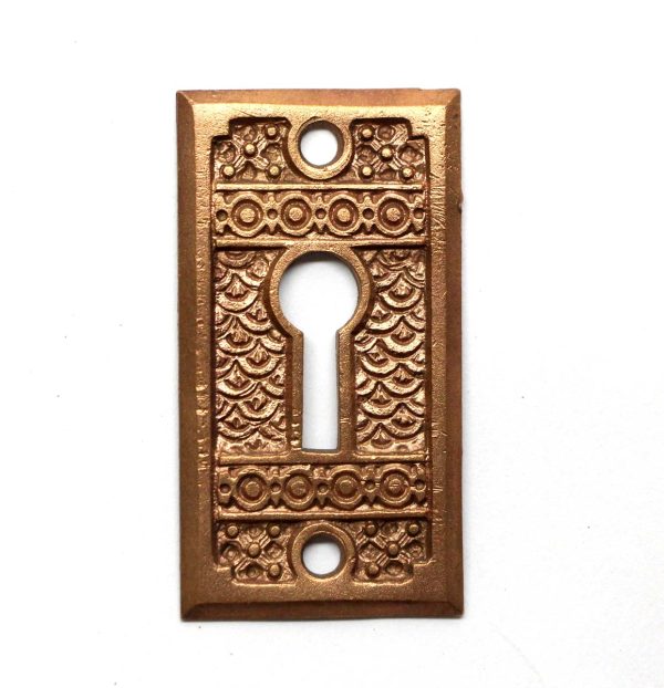 Keyhole Covers - Antique 2.25 in. Field Pattern Brass Door Keyhole Cover Plate