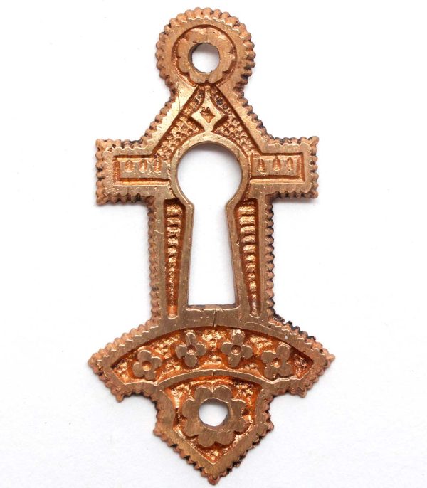 Keyhole Covers - Antique 2.375 in. Bronze Eastlake Door Keyhole Cover Plate