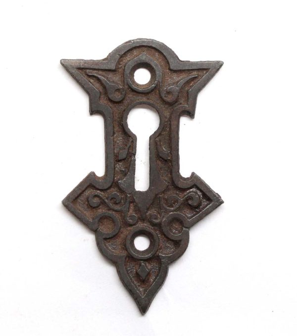 Keyhole Covers - Antique 2.5 in. Cast Iron Victorian Door Keyhole Cover Plate