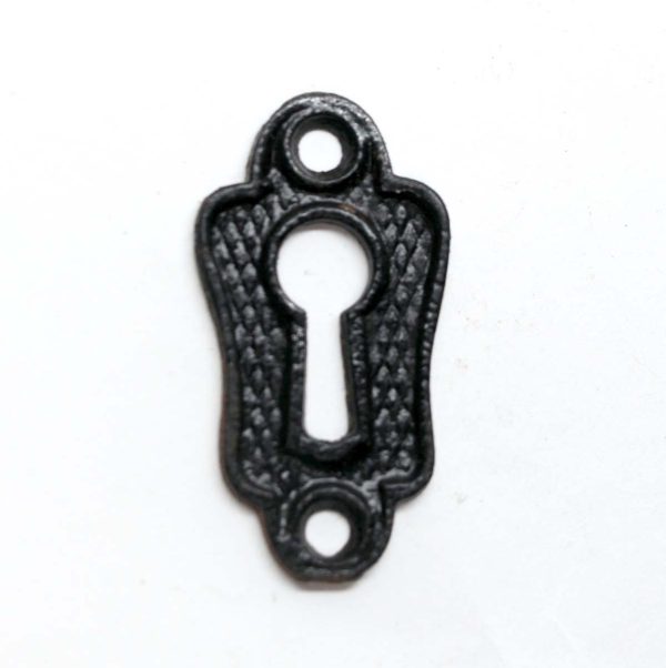 Keyhole Covers - Vintage 1.75 in. Cast Iron Black Door Keyhole Cover Plate