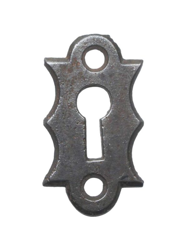 Keyhole Covers - Vintage 1.875 in. Black Cast Iron Door Keyhole Cover Plate