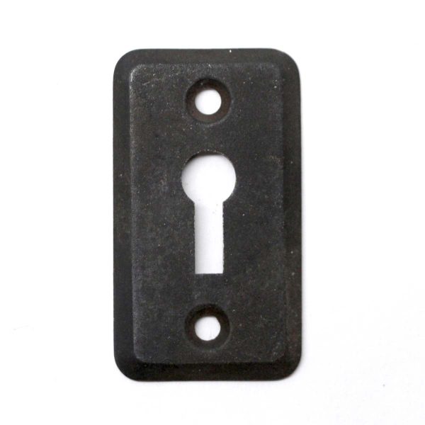 Keyhole Covers - Vintage 2 in. Black Finish Steel Door Keyhole Cover Plate