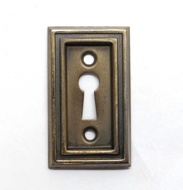 Keyhole Covers - Vintage 2.125 in. Art Deco Brass Finish Steel Keyhole Cover Plate